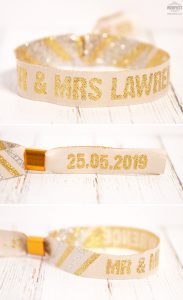 white gold wedding festival wristbands