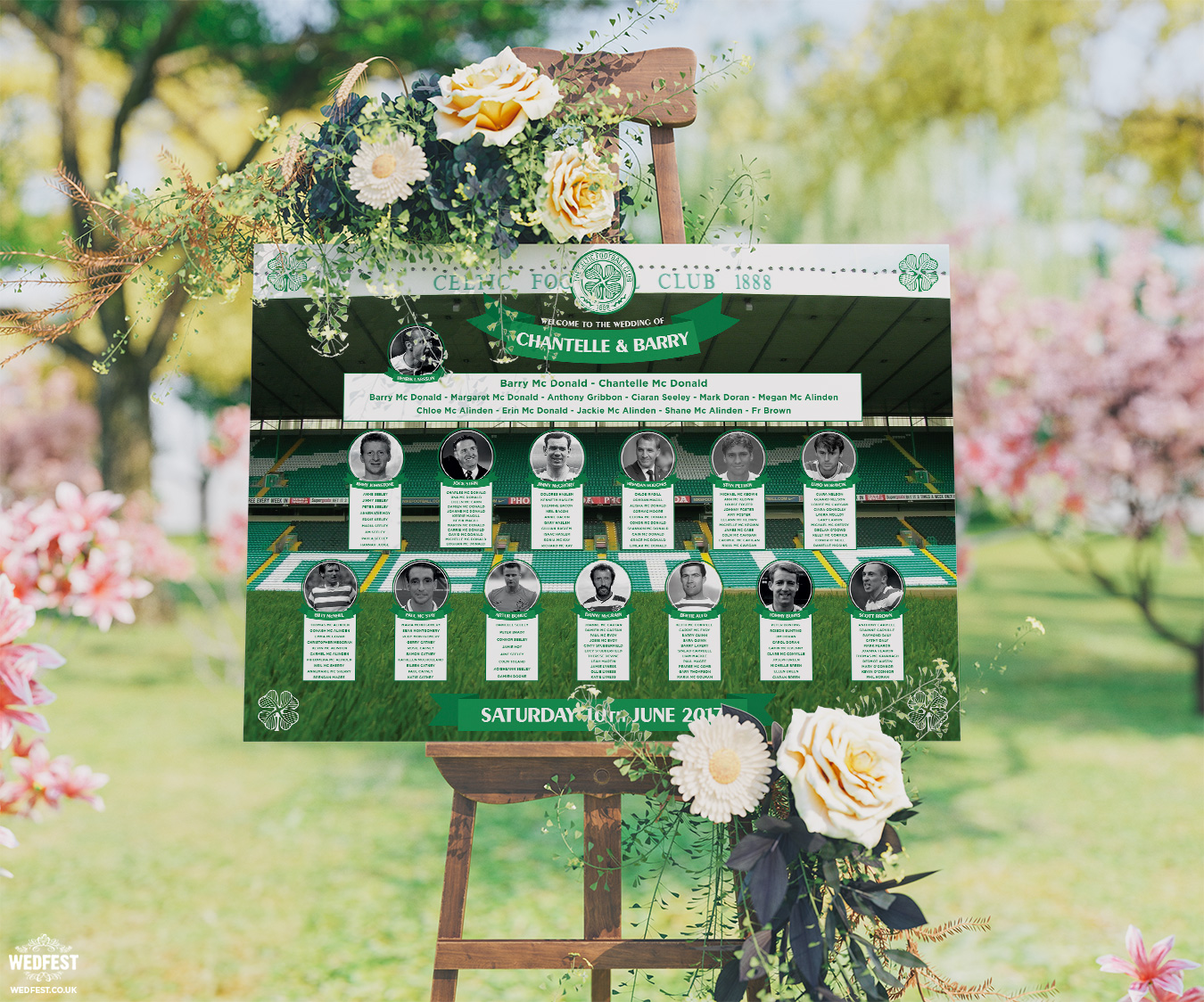 celtic football wedding table seating plan