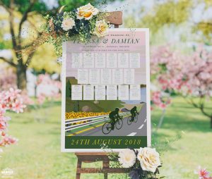 cycling theme wedding table seating plan