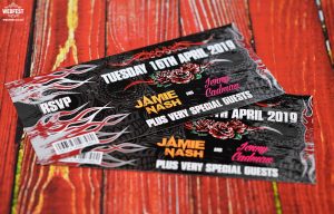 heavy metal rock themed wedding invites wedfest