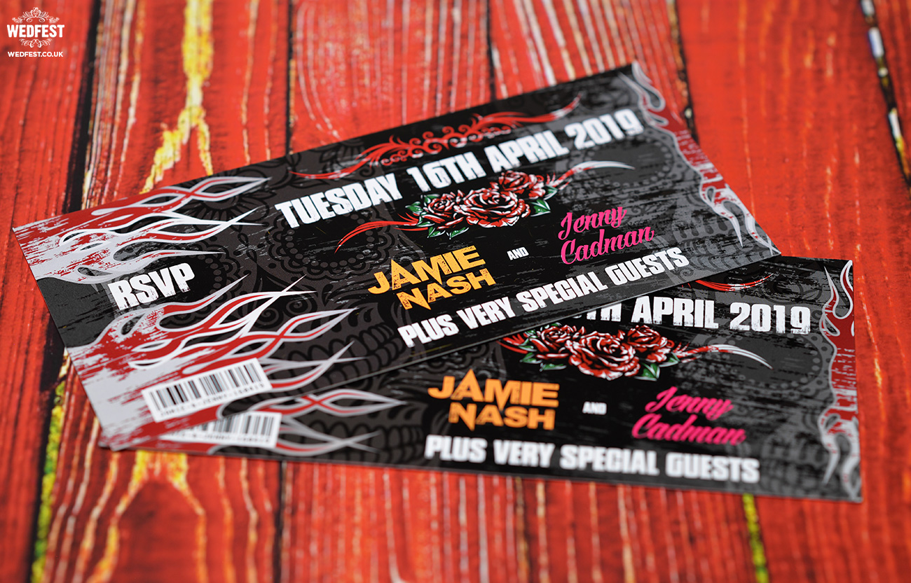 heavy metal rock themed wedding invites wedfest