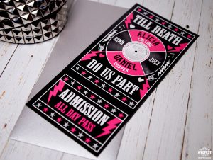 rock n roll bride groom wedding invites