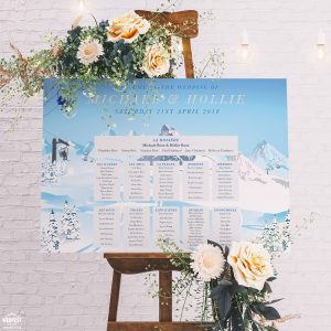ski lift skiing wedding seating table plan chart