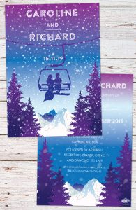 ski lift theme wedding invitations