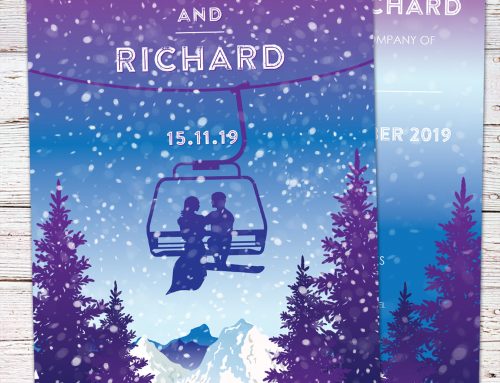 Skiing Ski Lift Theme Wedding Invitations