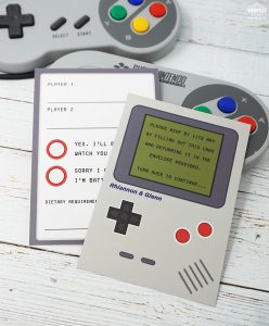 nintendo gameboy wedding invitation