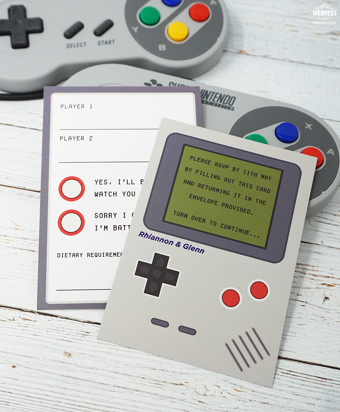 nintendo gameboy wedding invitation