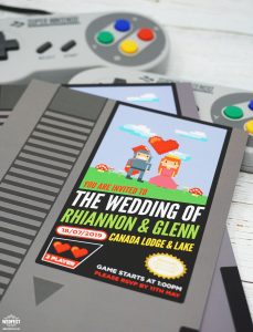 nintendo retro classic video game wedding invite