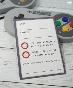 video games wedding stationery