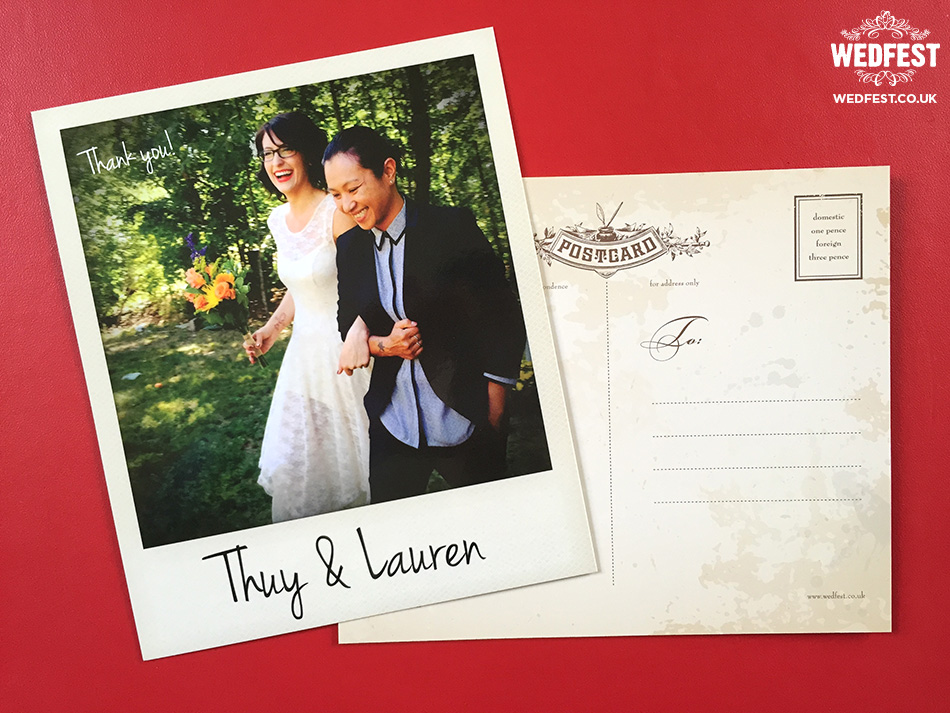 same sex marriage wedding polaroid photo thank you cards