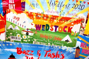 wedstock festival wedding invitations