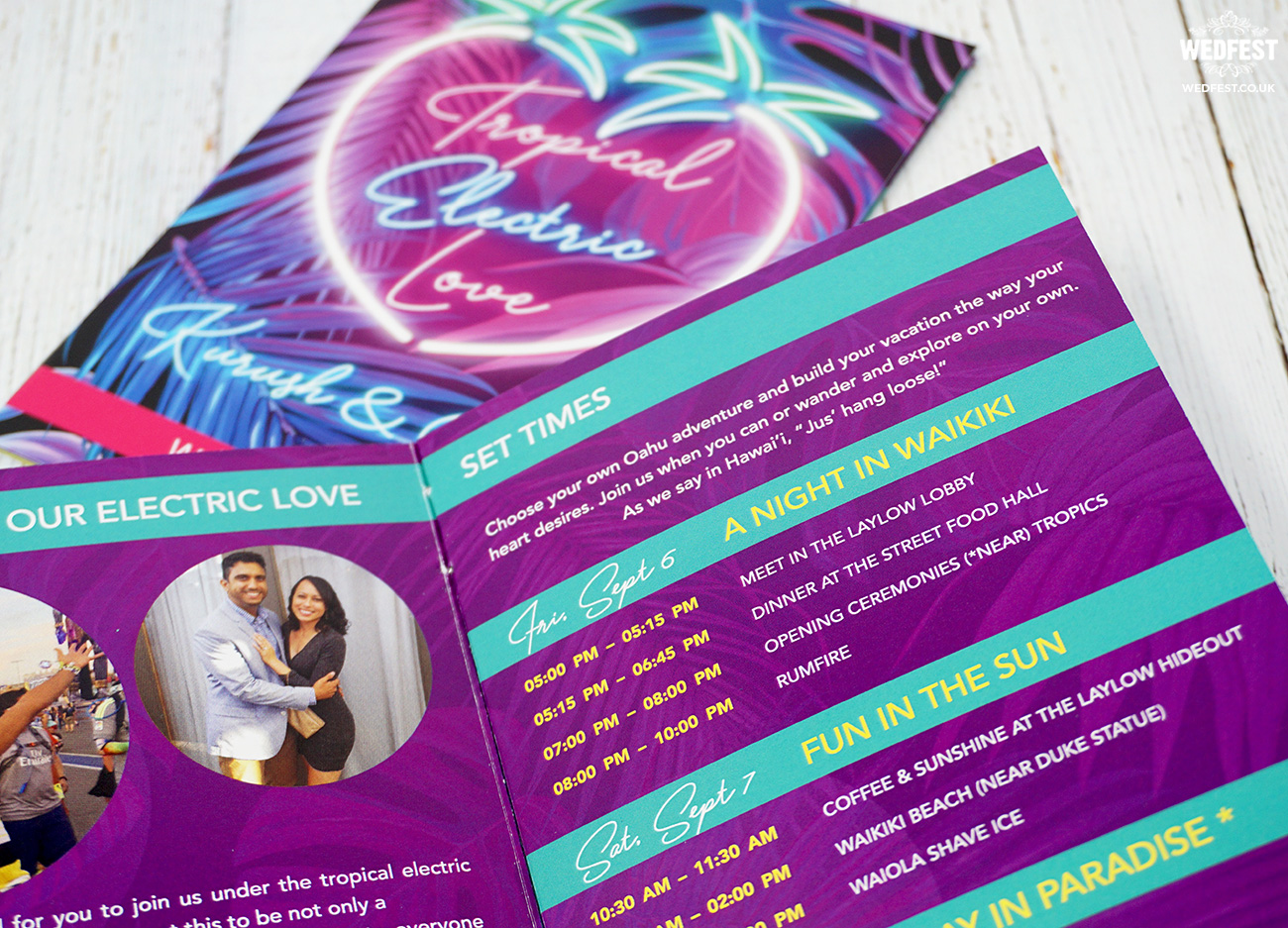 edm dance music wedding stationery