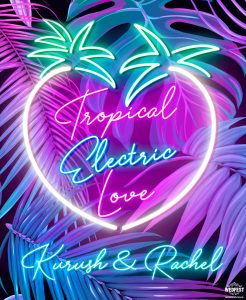 hawaiian theme neon sign wedding invitations