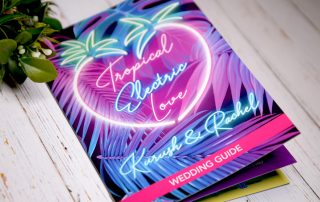 tropical electric love Hawaii wedding booklet