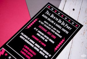 till death do us part rock n roll wedding invitation