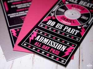 till death do us part wedding rock n roll invites