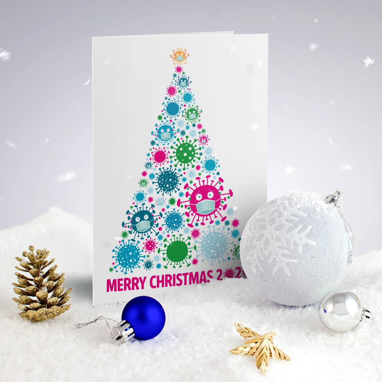 coronavirus christmas tree covid lockdown funny christmas card