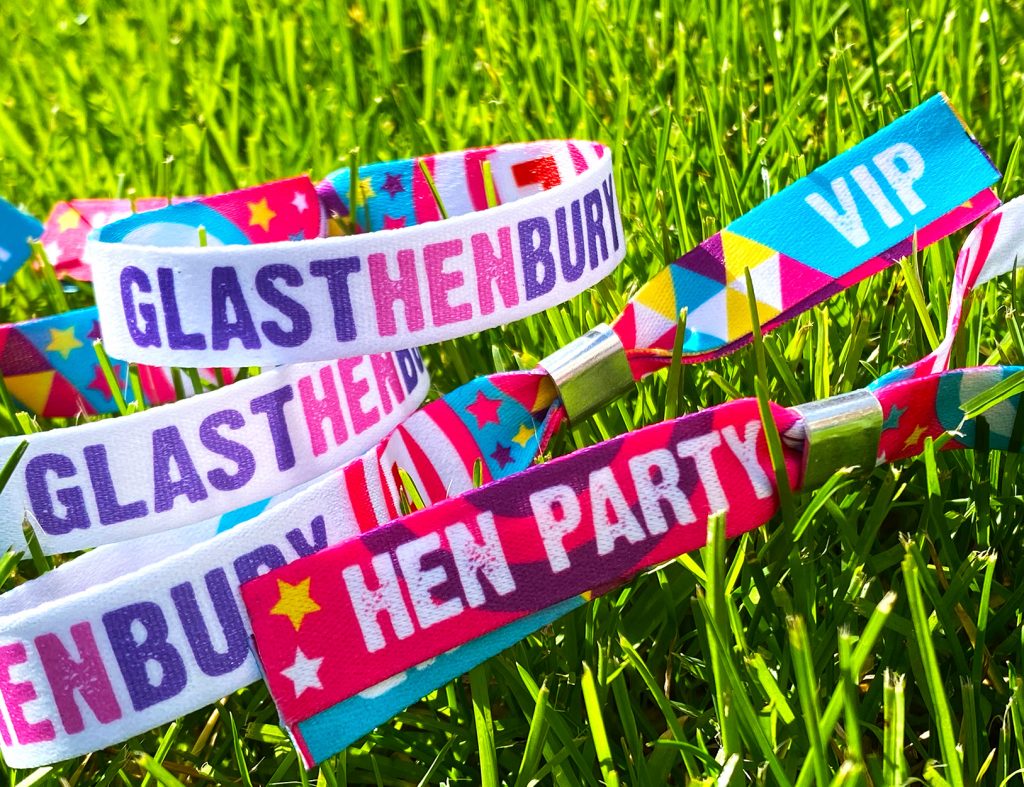 glasthenbury glastonbury theme festival hen party wristbands WEDFEST Festival Themed Wedding