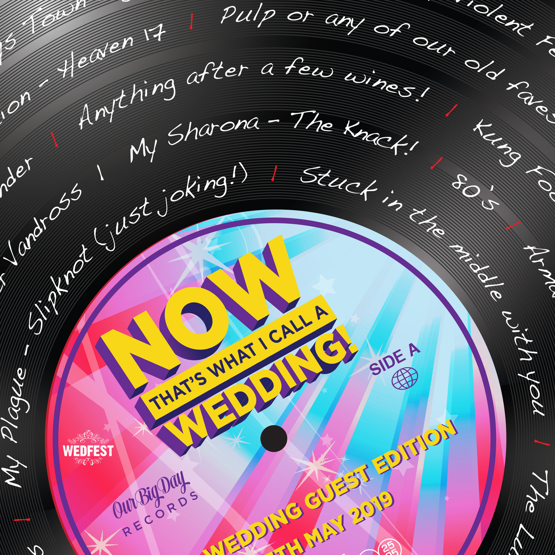 now thats what i call music vinyl wedding stationery