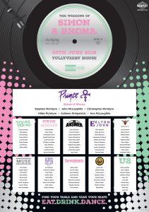 band logos vinyl record wedding table seating plan