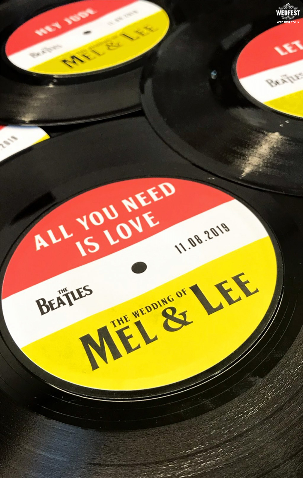 vinyl record wedding centrepieces