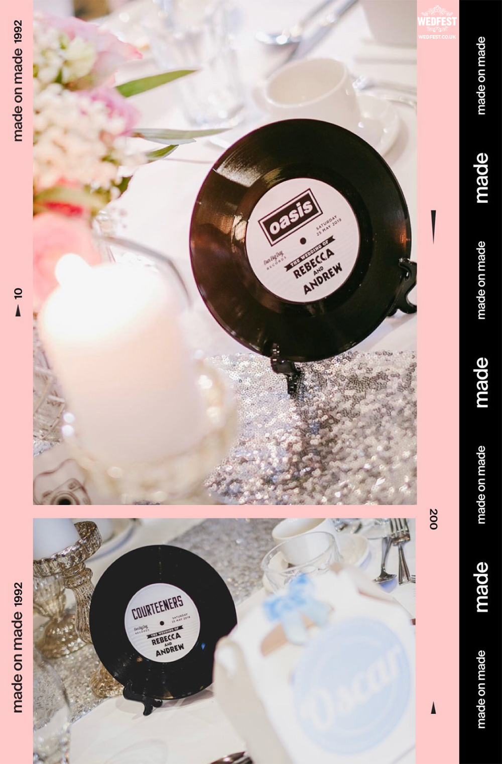 vinyl records wedding table names centre pieces