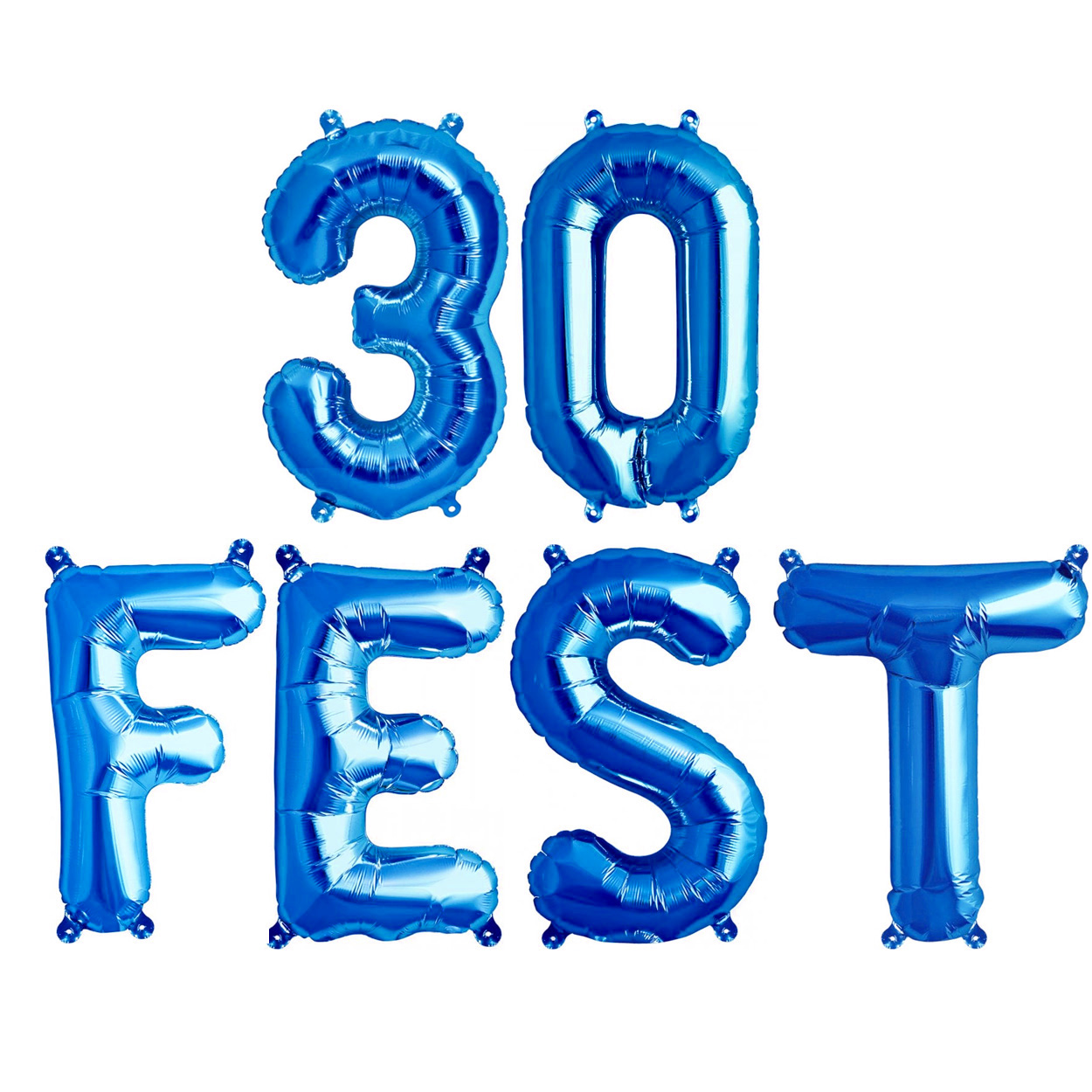 30 fest 30th birthday party foil balloons blue
