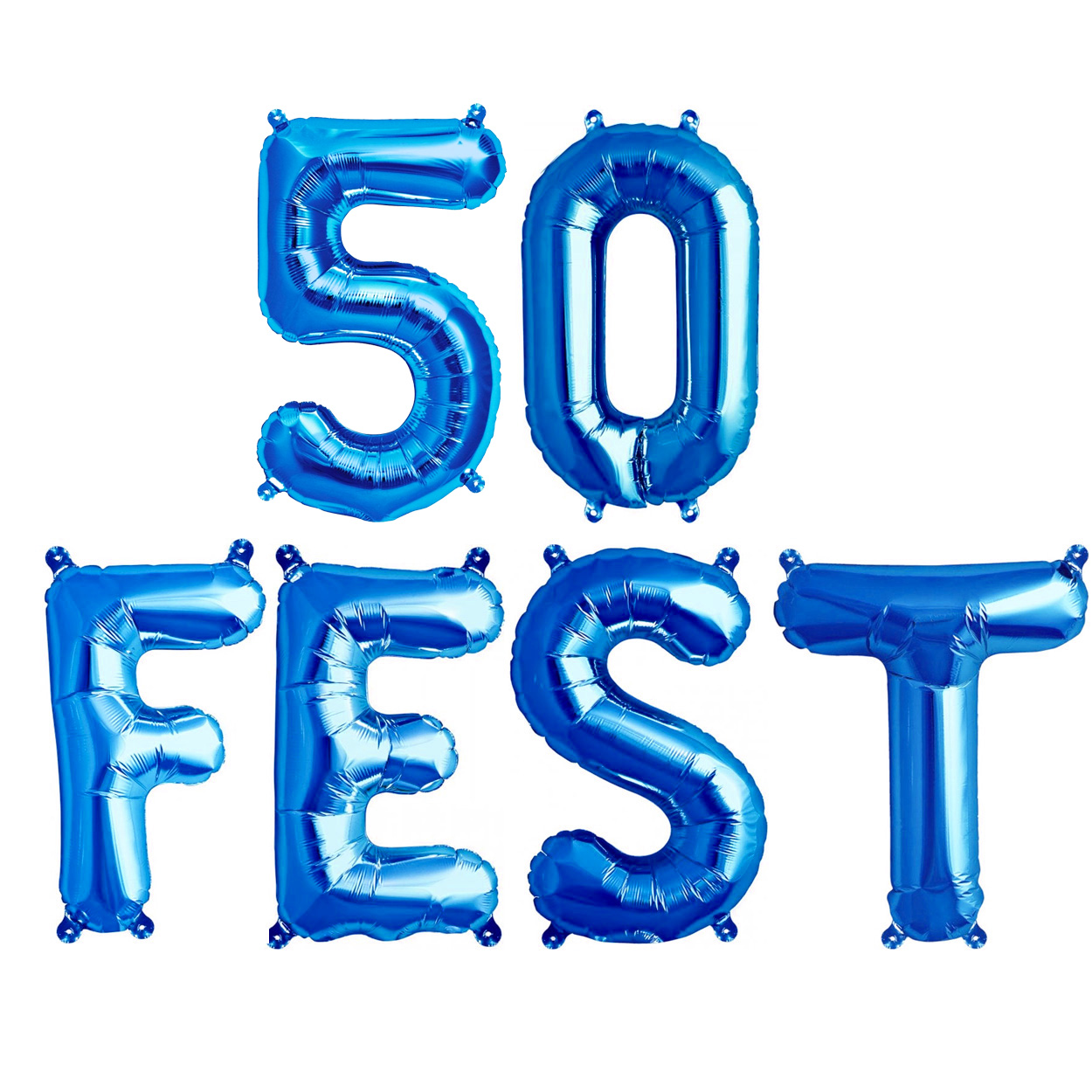 50fest 50th birthday party foil balloons blue