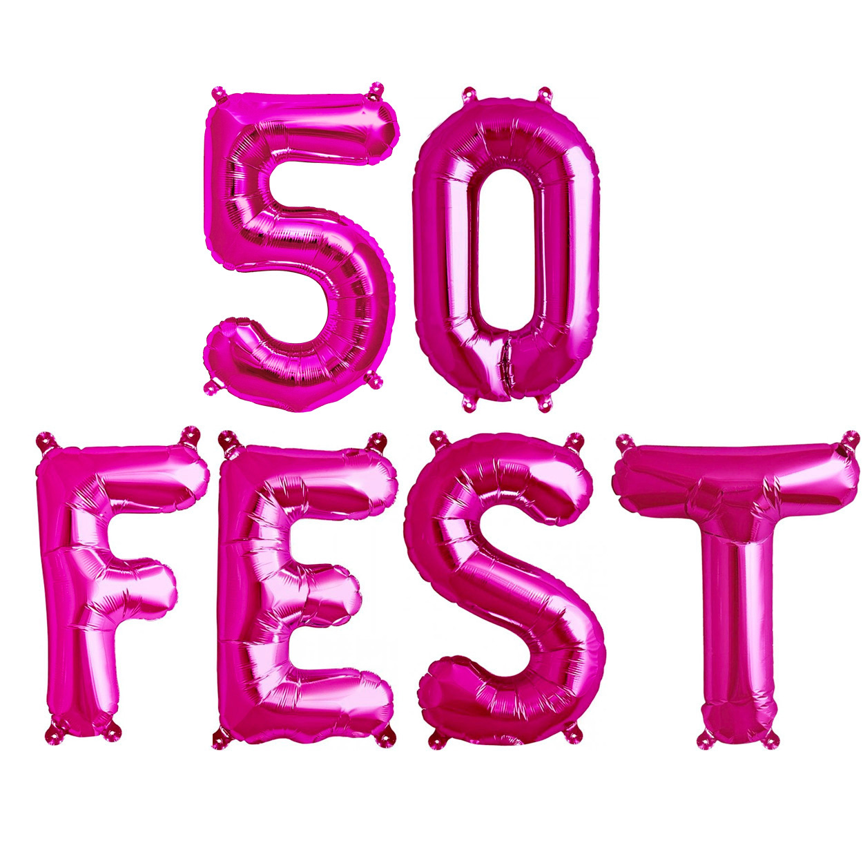50fest 50th birthday party foil balloons pink
