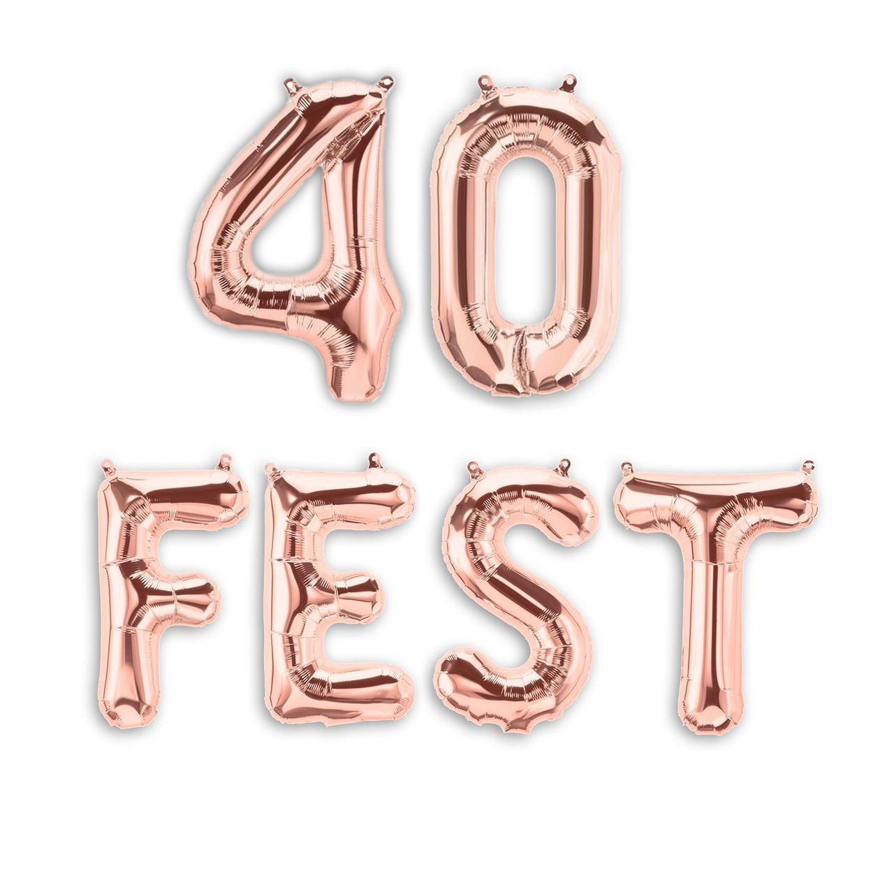 ROSE GOLD 40fest 40th birthday party foil balloons