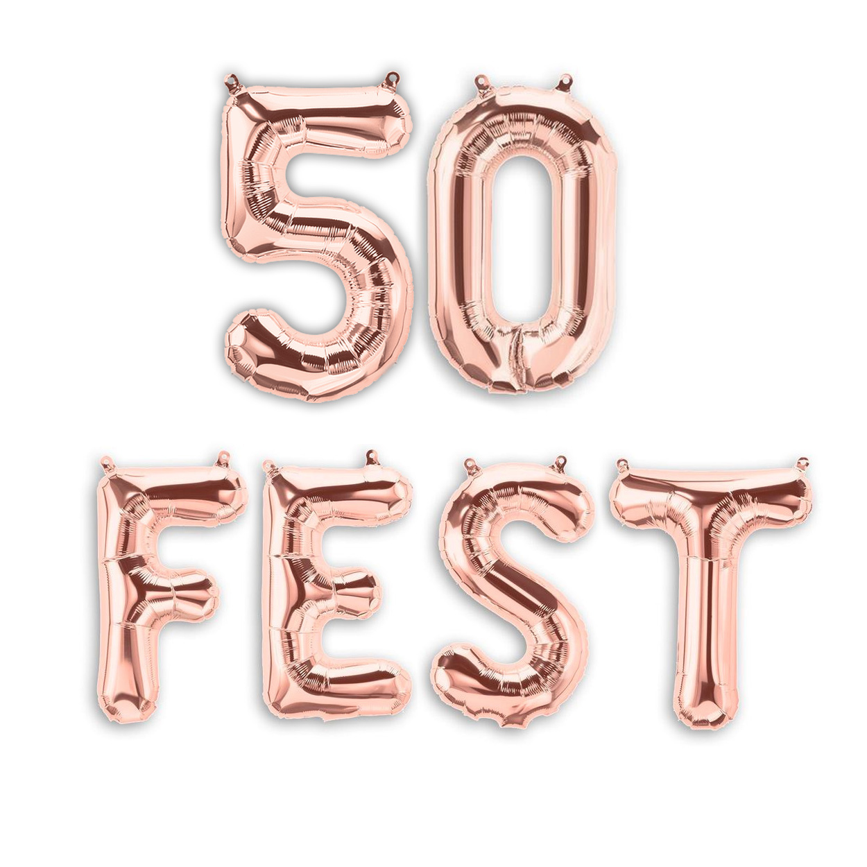 ROSE GOLD 50fest 50th birthday party foil balloons