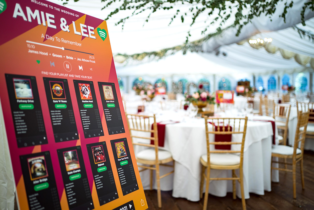 spotify playlist theme wedding table plan