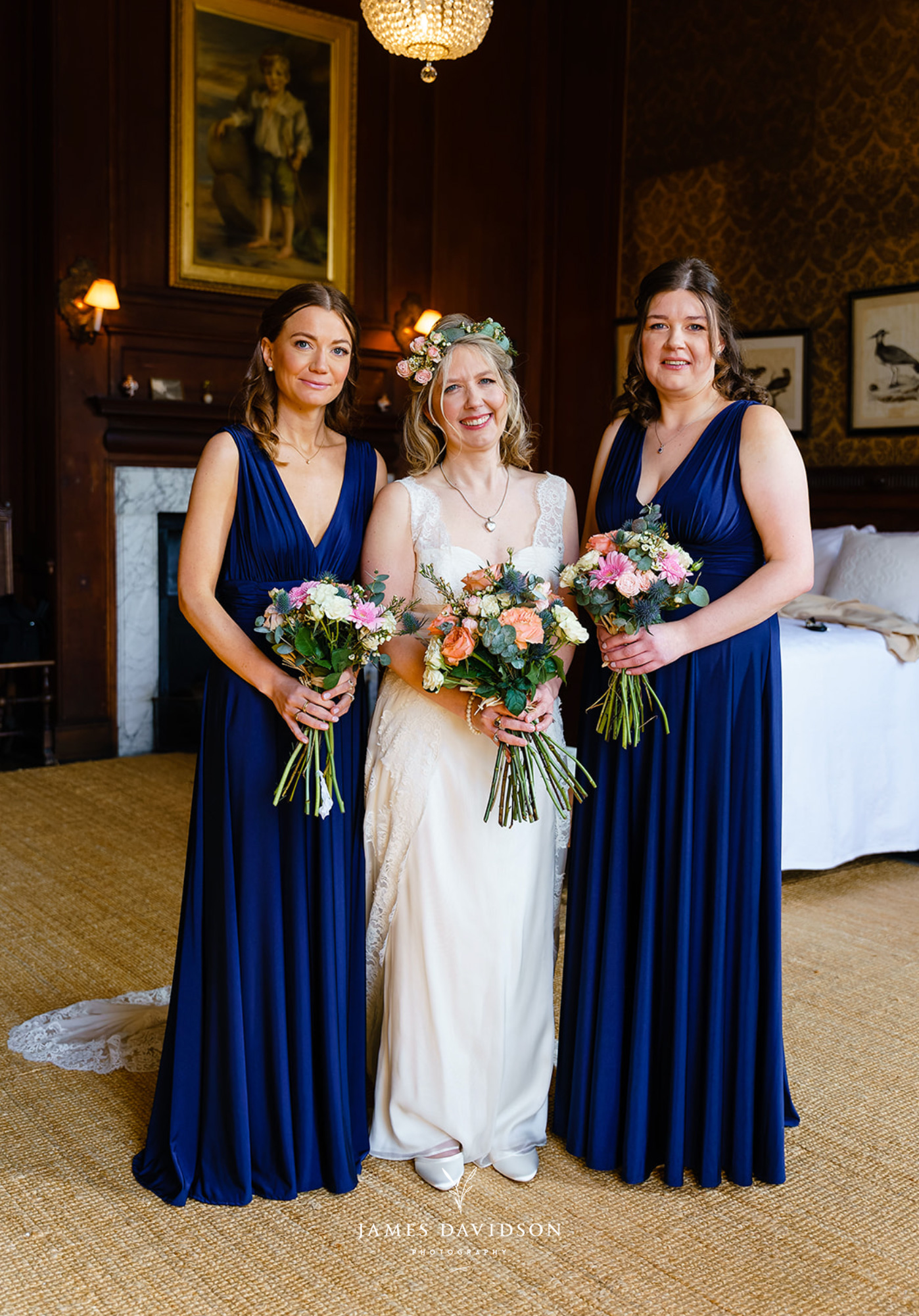 festival bride and bridesmaids dresses