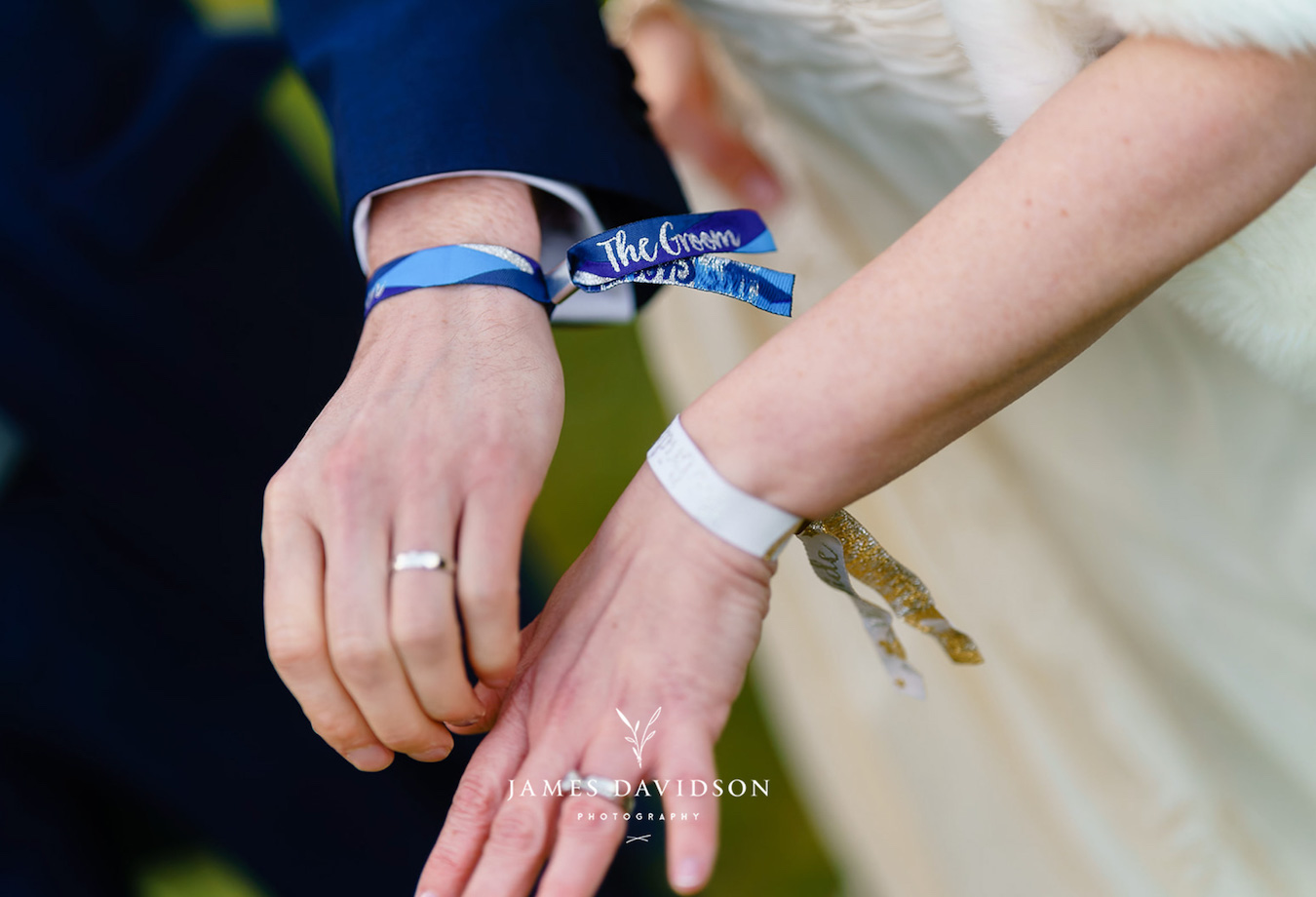festival wedding wristbands for bride and groom