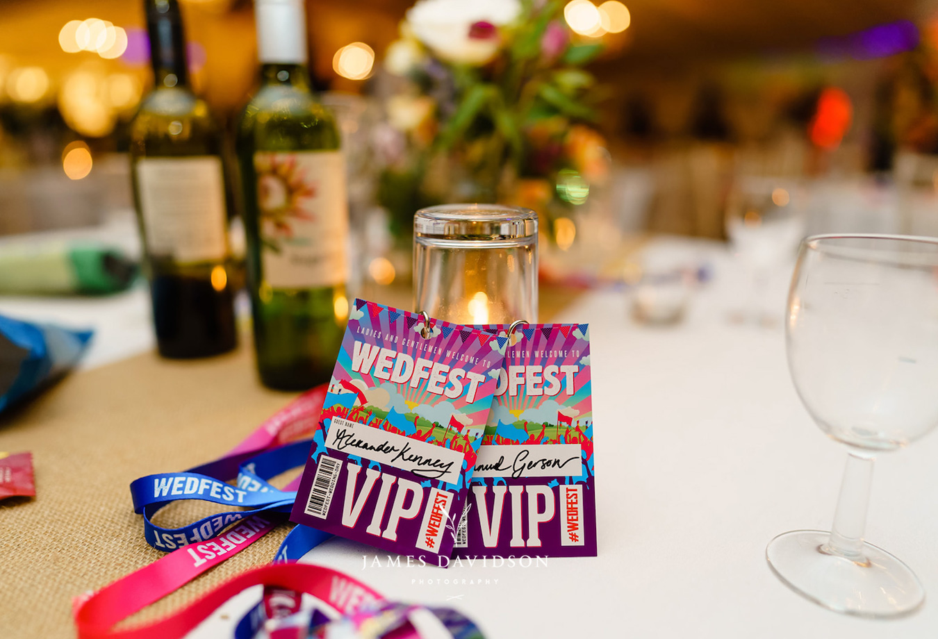 wedfest festival wedding vip lanyard place name cards