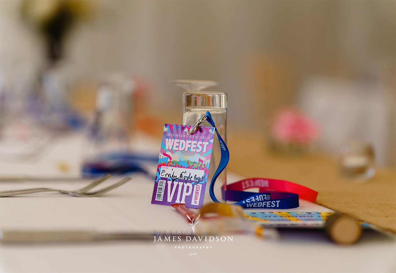 wedfest festival wedding vip lanyard table place name card