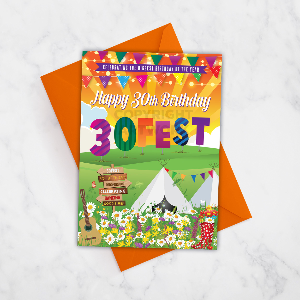 30fest festival sign themed 30th birthday card thirty 30 fest