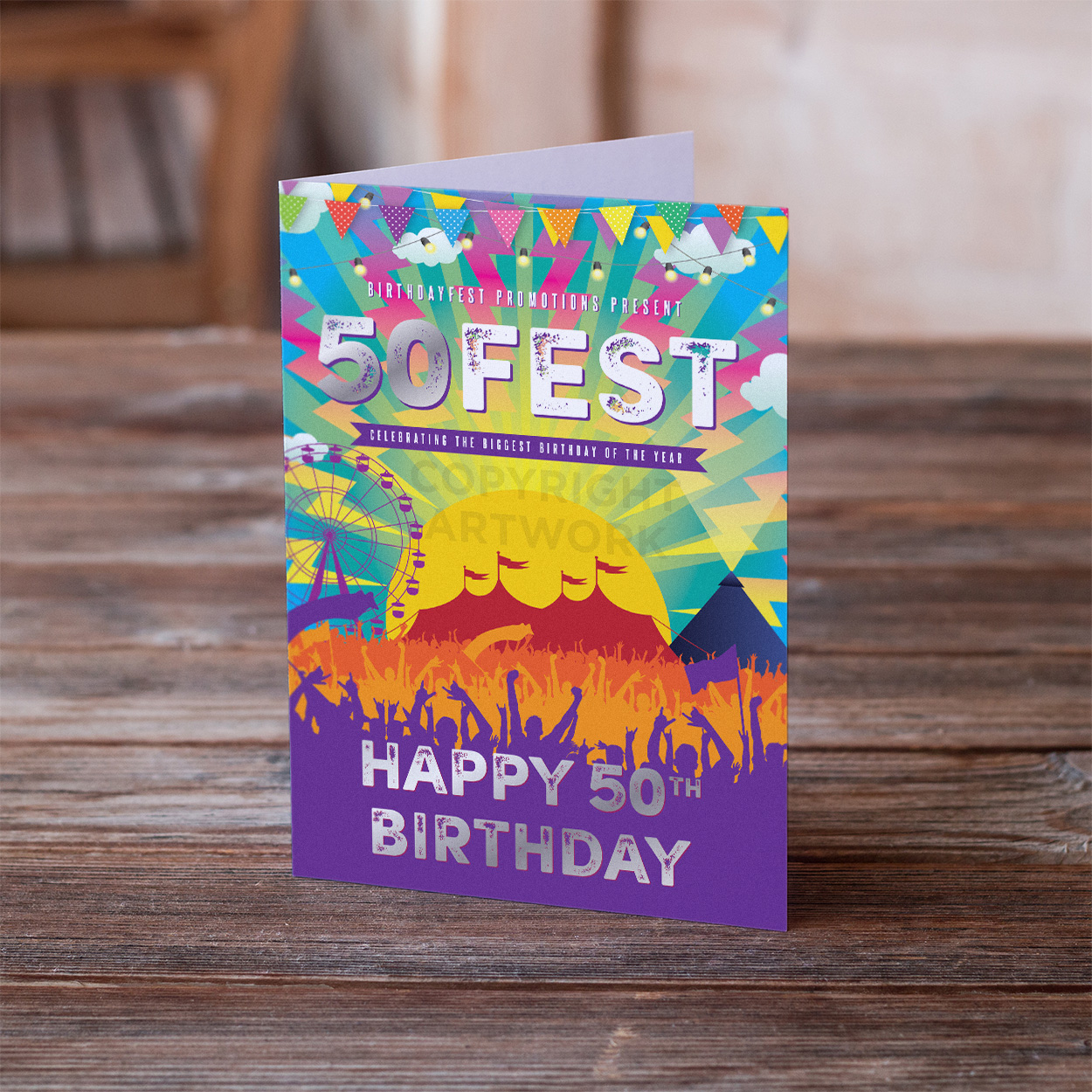 50fest festival theme 50th birthday card fifty fest