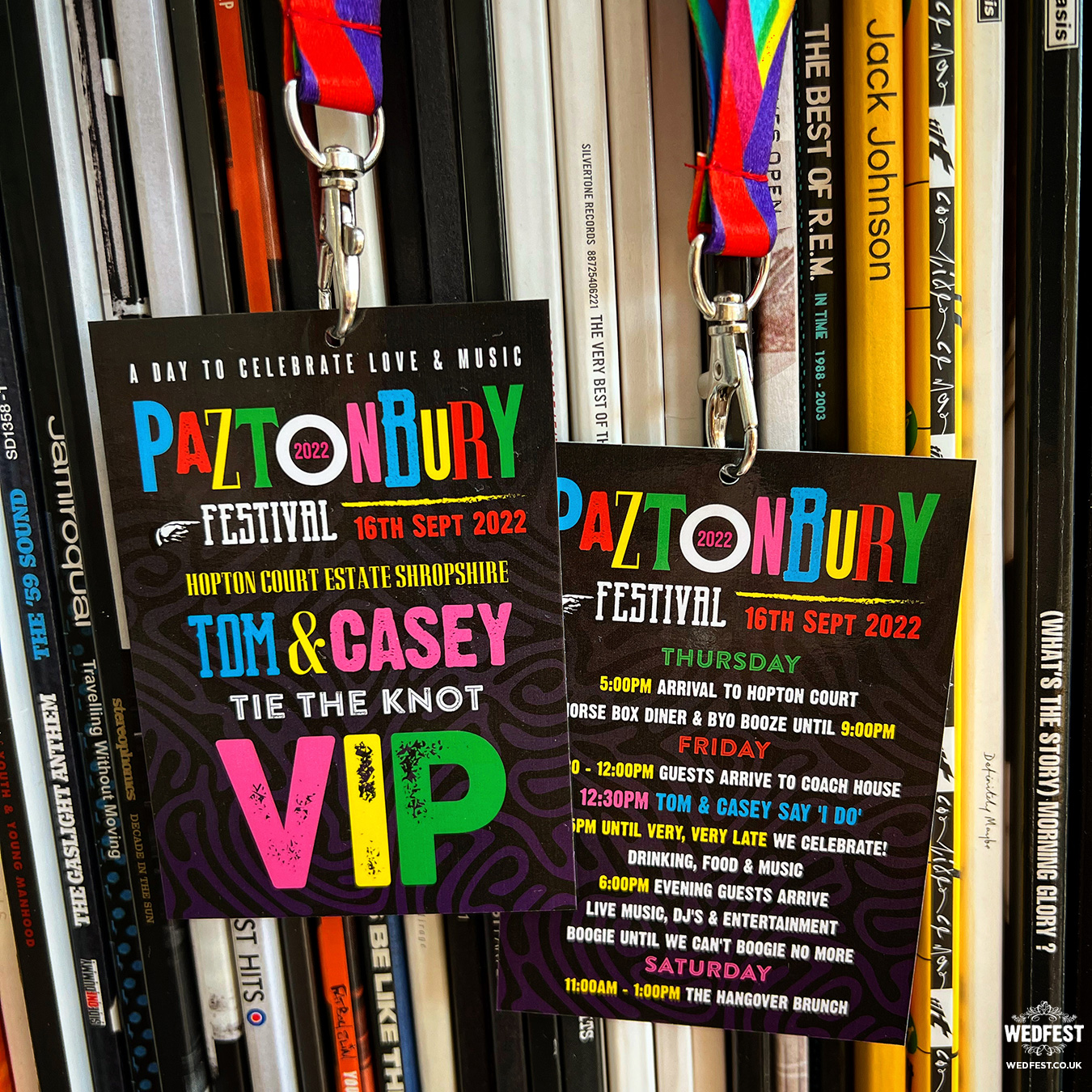 glastonbury festival wedding stationery vip lanyard invitations