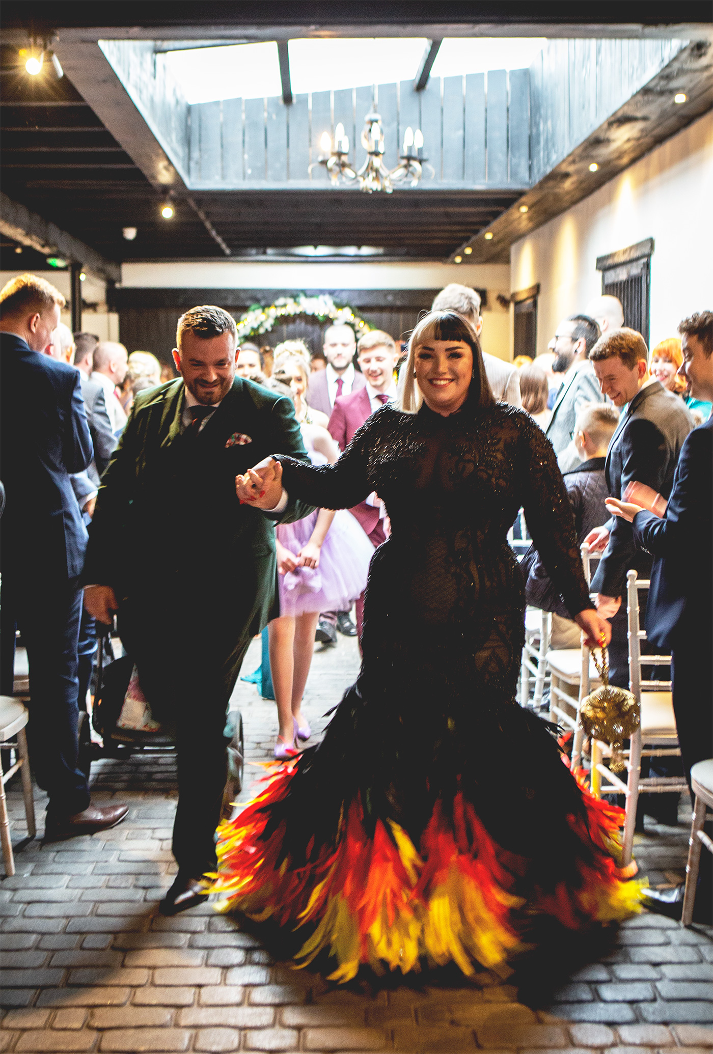 rock n roll bride wedding belfast black flames wedding dress