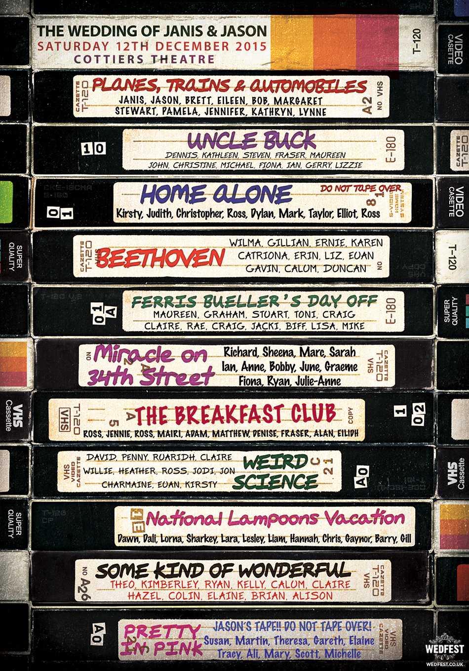 vhs wedding table plan