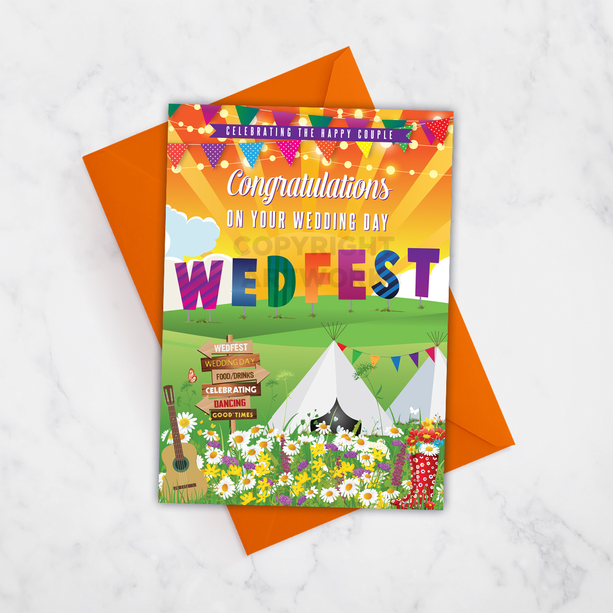 wedfest festival wedding day card wedding congratulations card