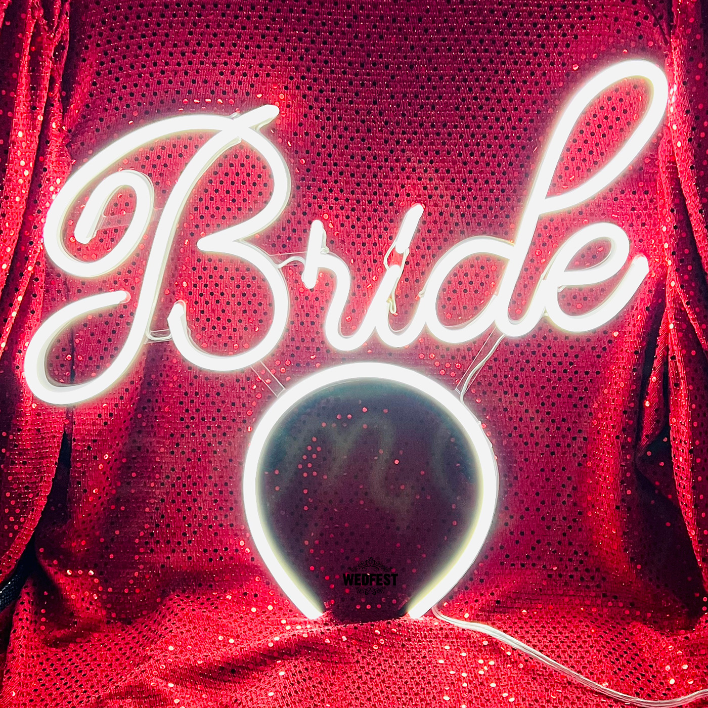 bride LED neon sign headband head piece wedding hen party