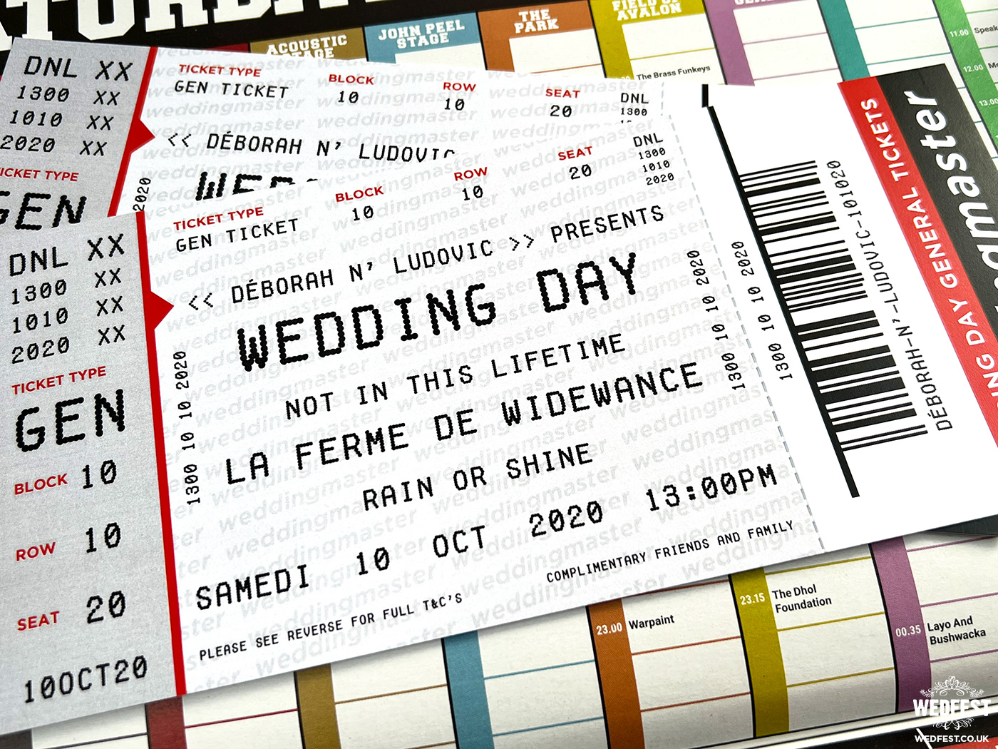 ticketmaster gig concert ticket wedding invitations