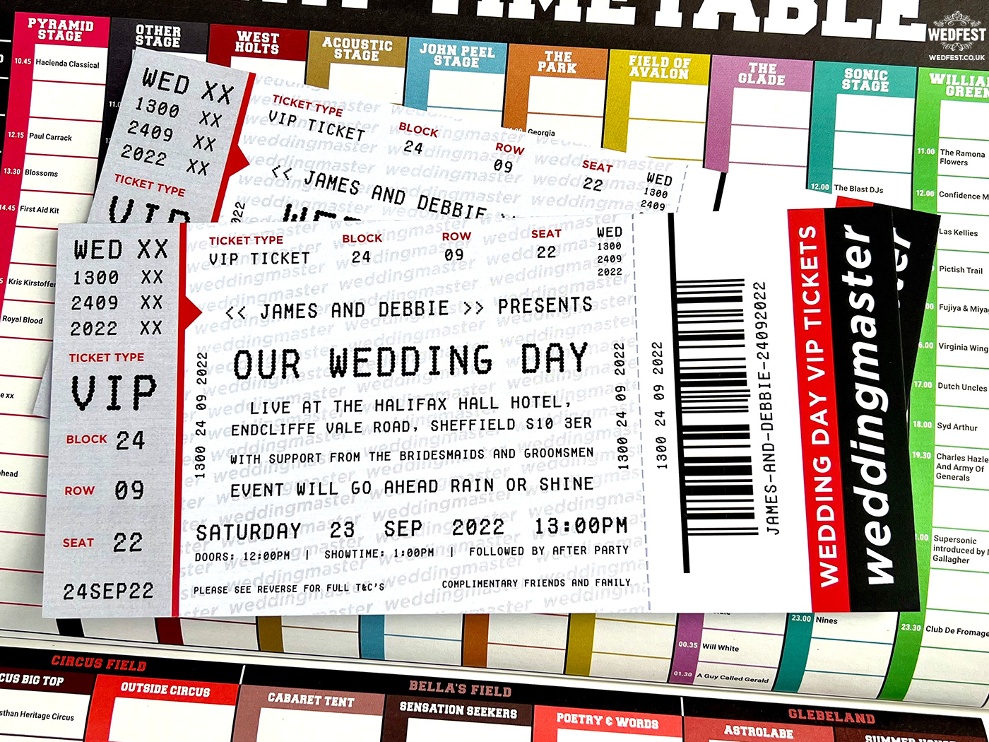 ticketmaster gig ticket wedding invitations