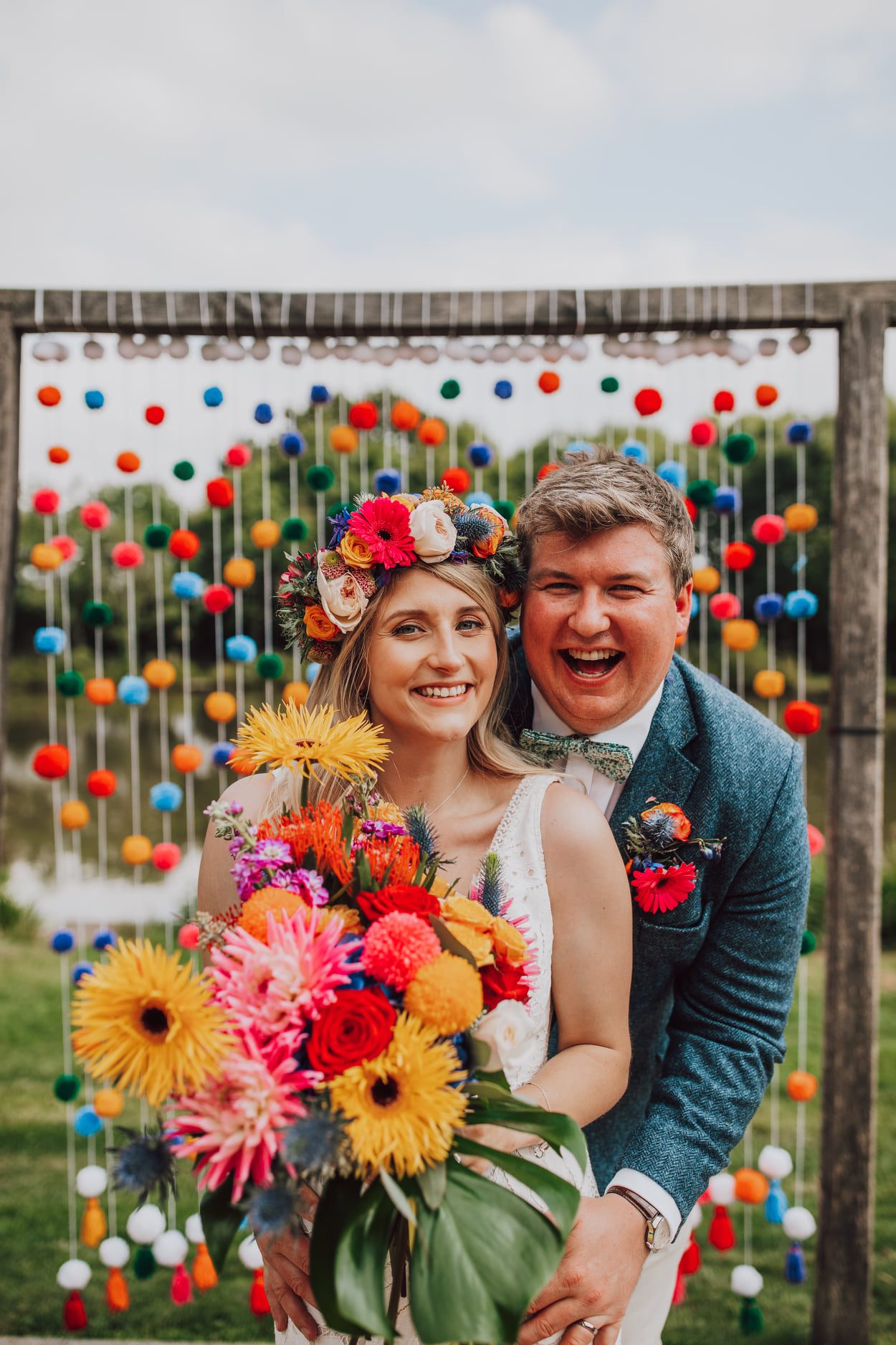 colourful festival bride flowers