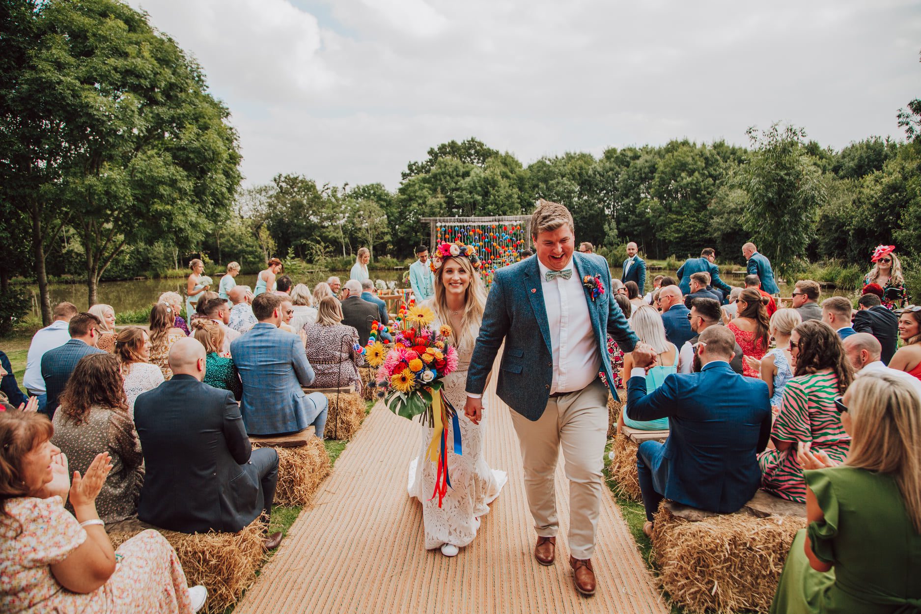 festival wedding by the lake