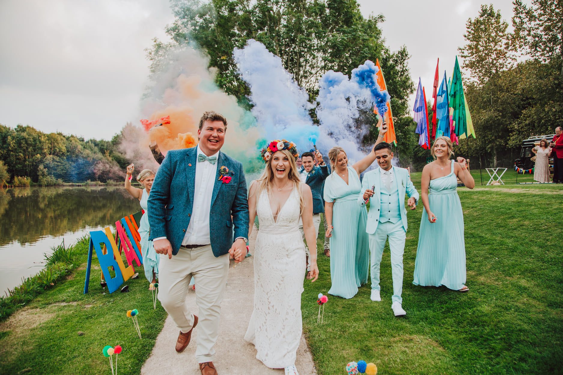 festival wedding smoke flare photo