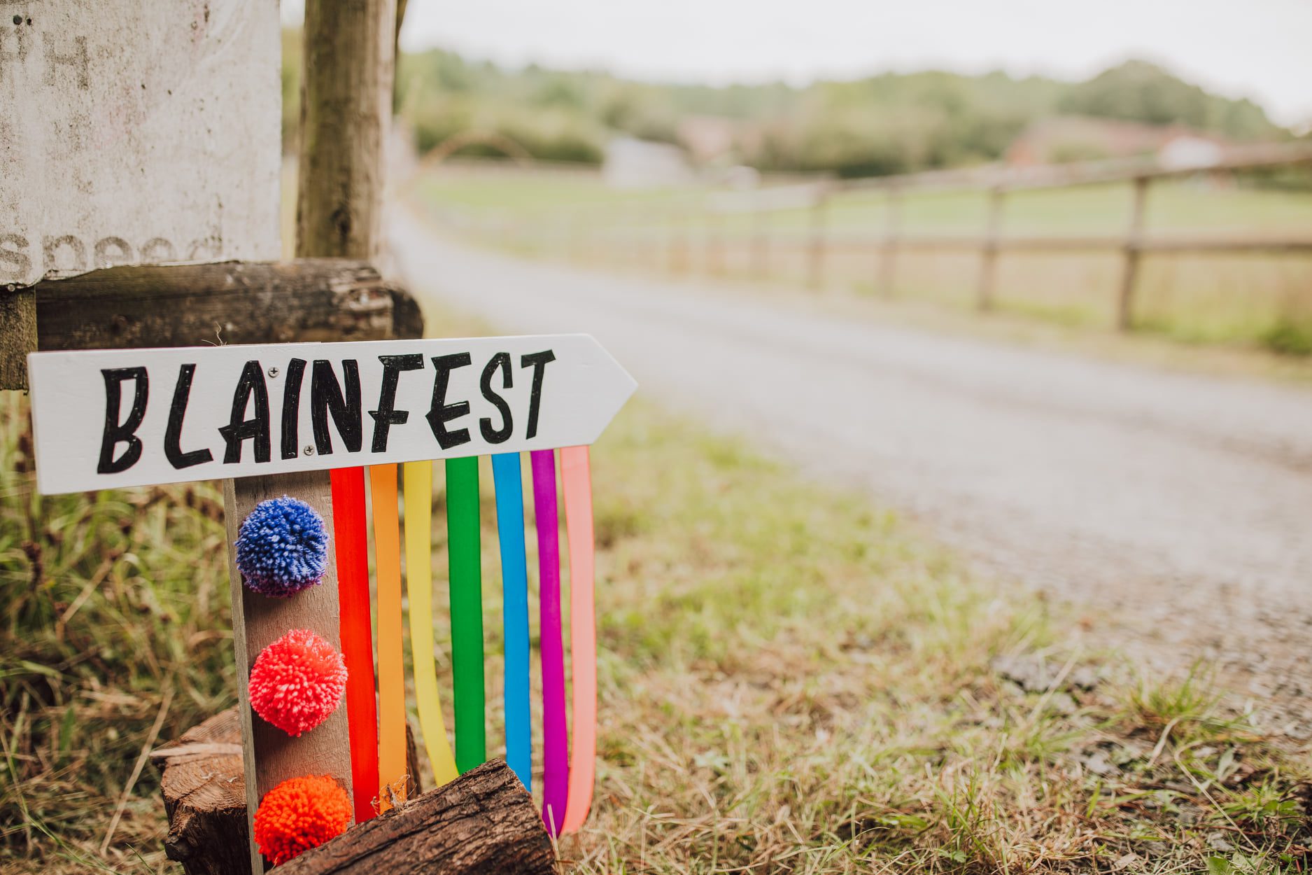 glasto festival wedding sign