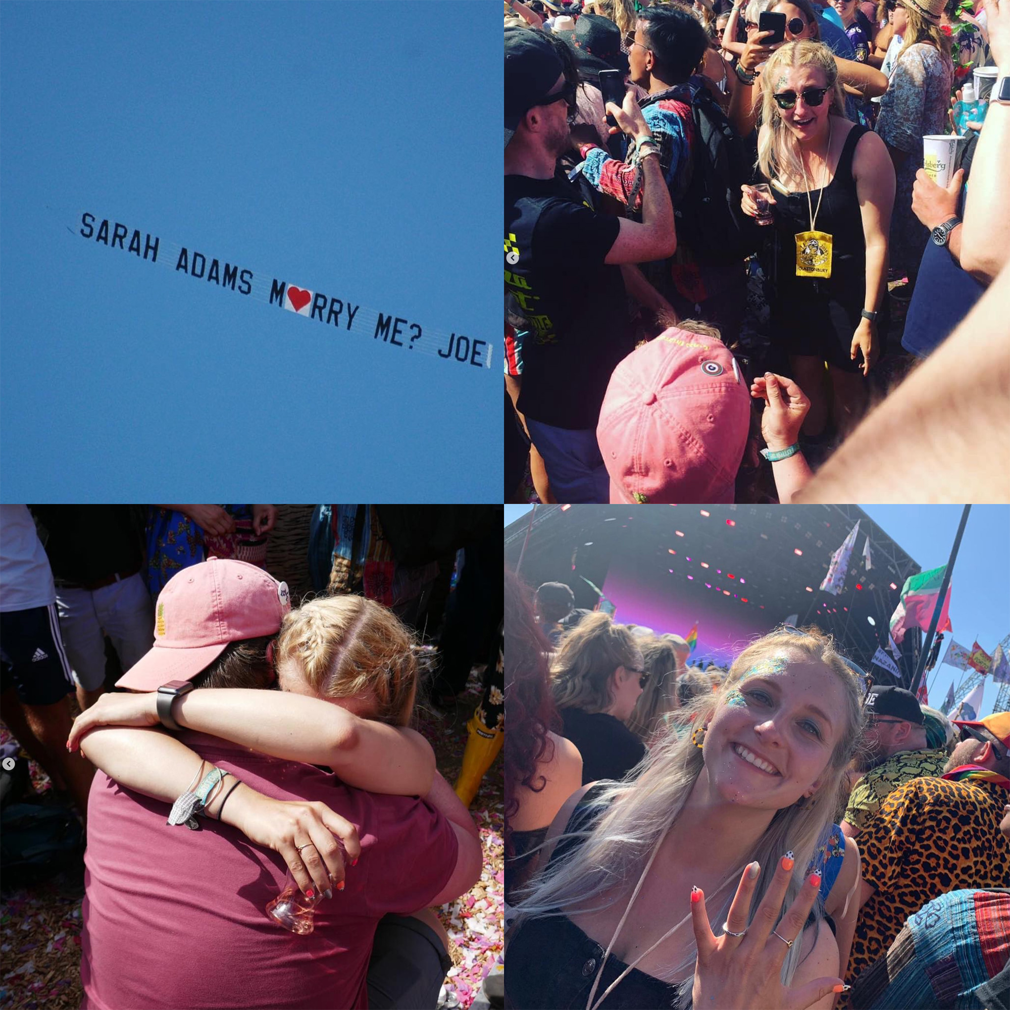 glastonbury festival wedding proposal engagement sarah joe